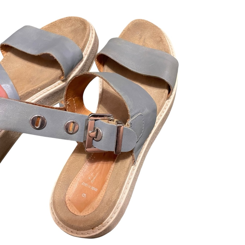 Aquatalia Ash Blue Leather Ankle Strap Wedge Sandal Women's Size 9‎ Comfortable - Picture 13 of 16